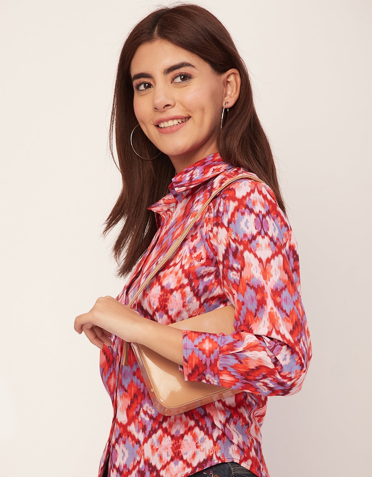 Long Sleeve Spread Collar Cotton Shirt