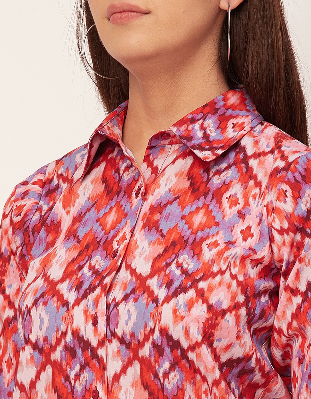 Long Sleeve Spread Collar Cotton Shirt