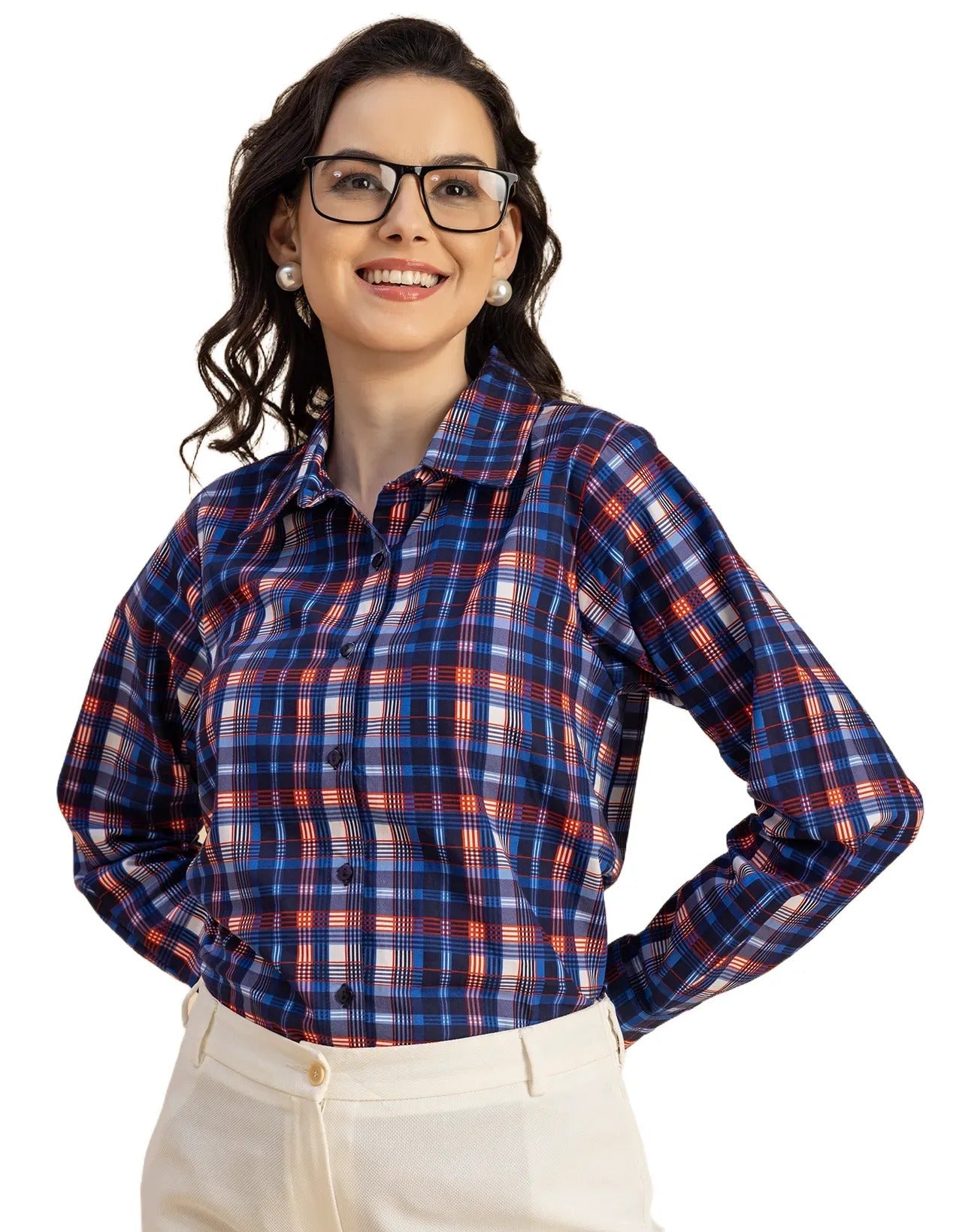 Long Sleeve Spread Collar Cotton Shirt
