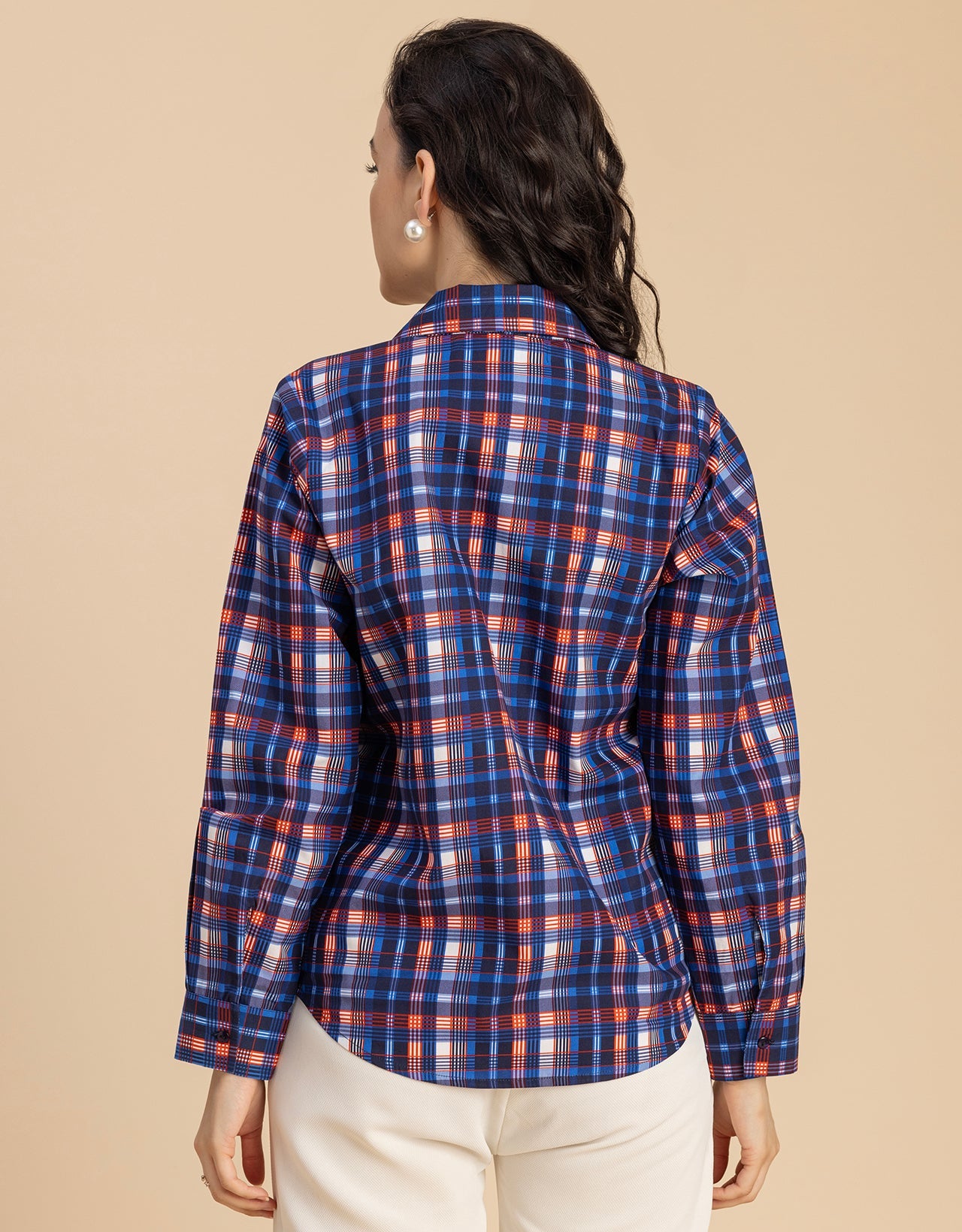 Long Sleeve Spread Collar Cotton Shirt