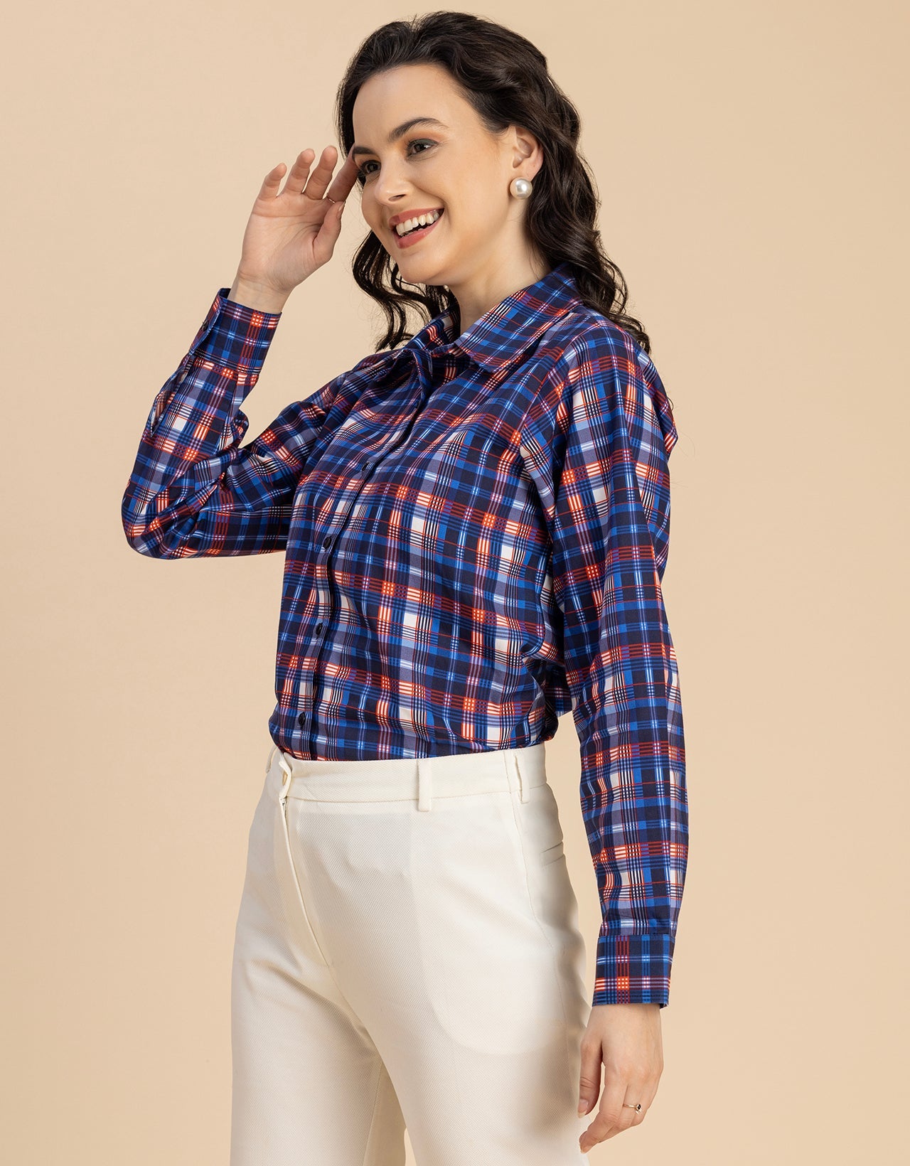 Long Sleeve Spread Collar Cotton Shirt