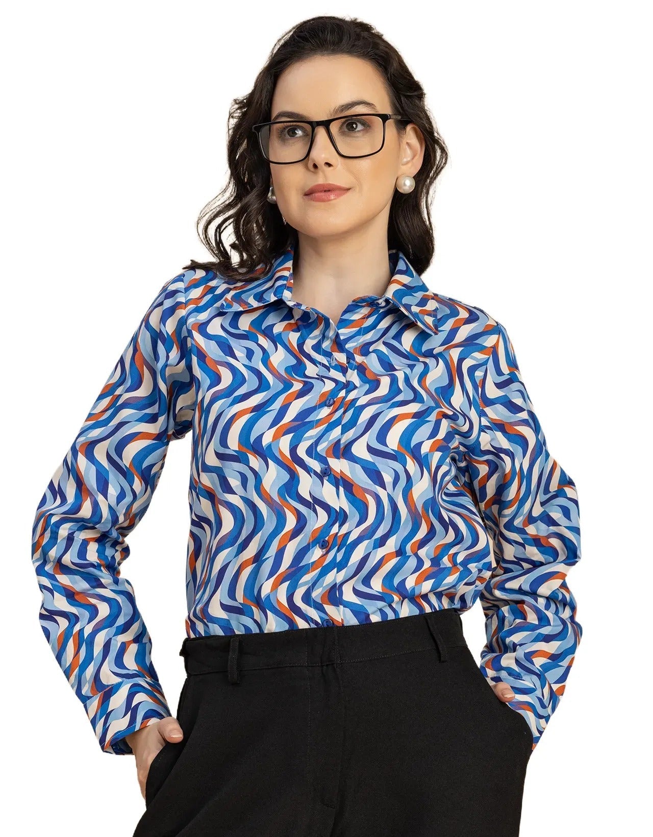 Long Sleeve Spread Collar Cotton Shirt