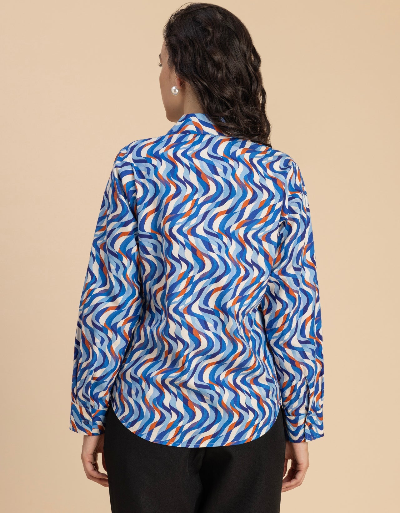 Long Sleeve Spread Collar Cotton Shirt