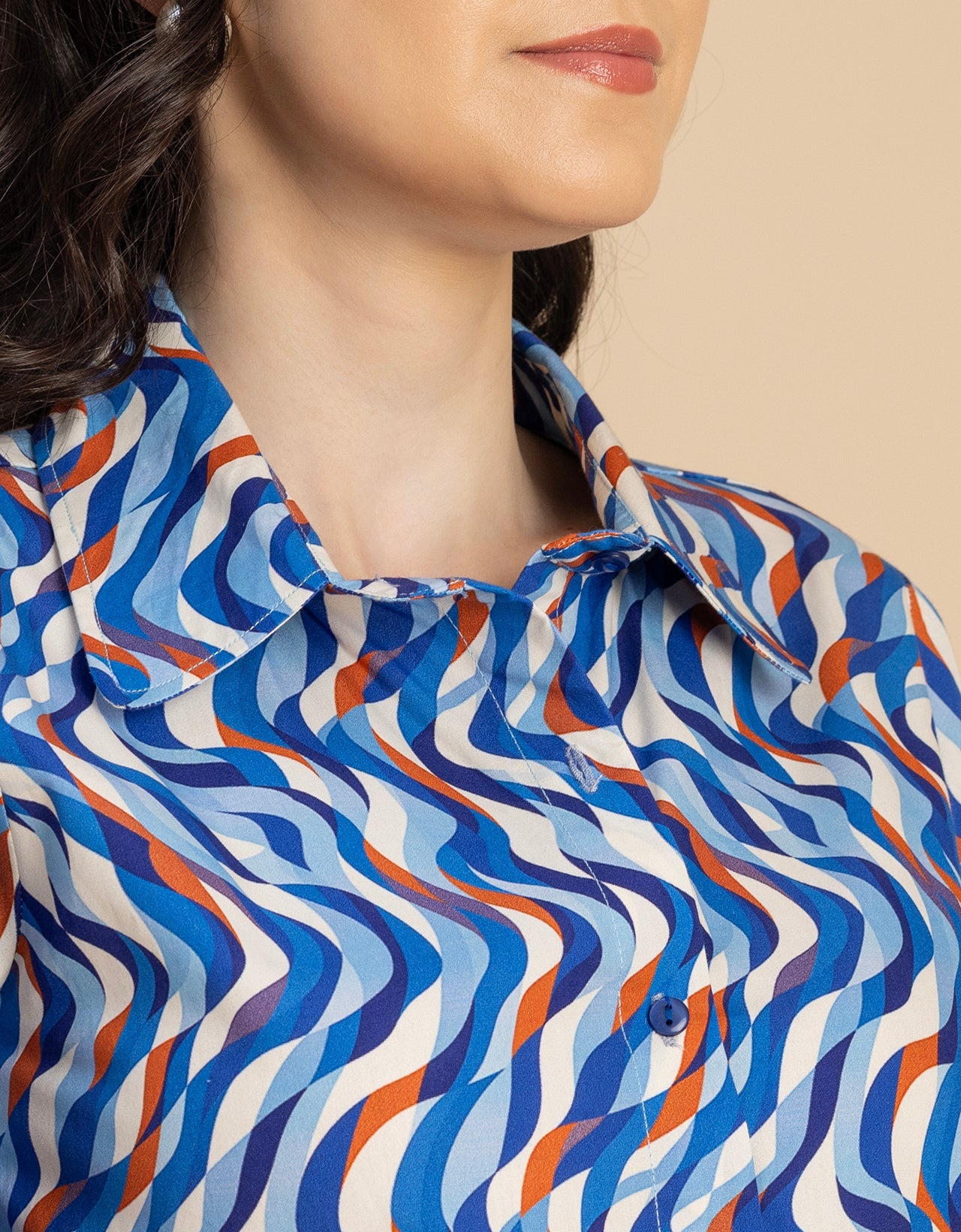 Long Sleeve Spread Collar Cotton Shirt