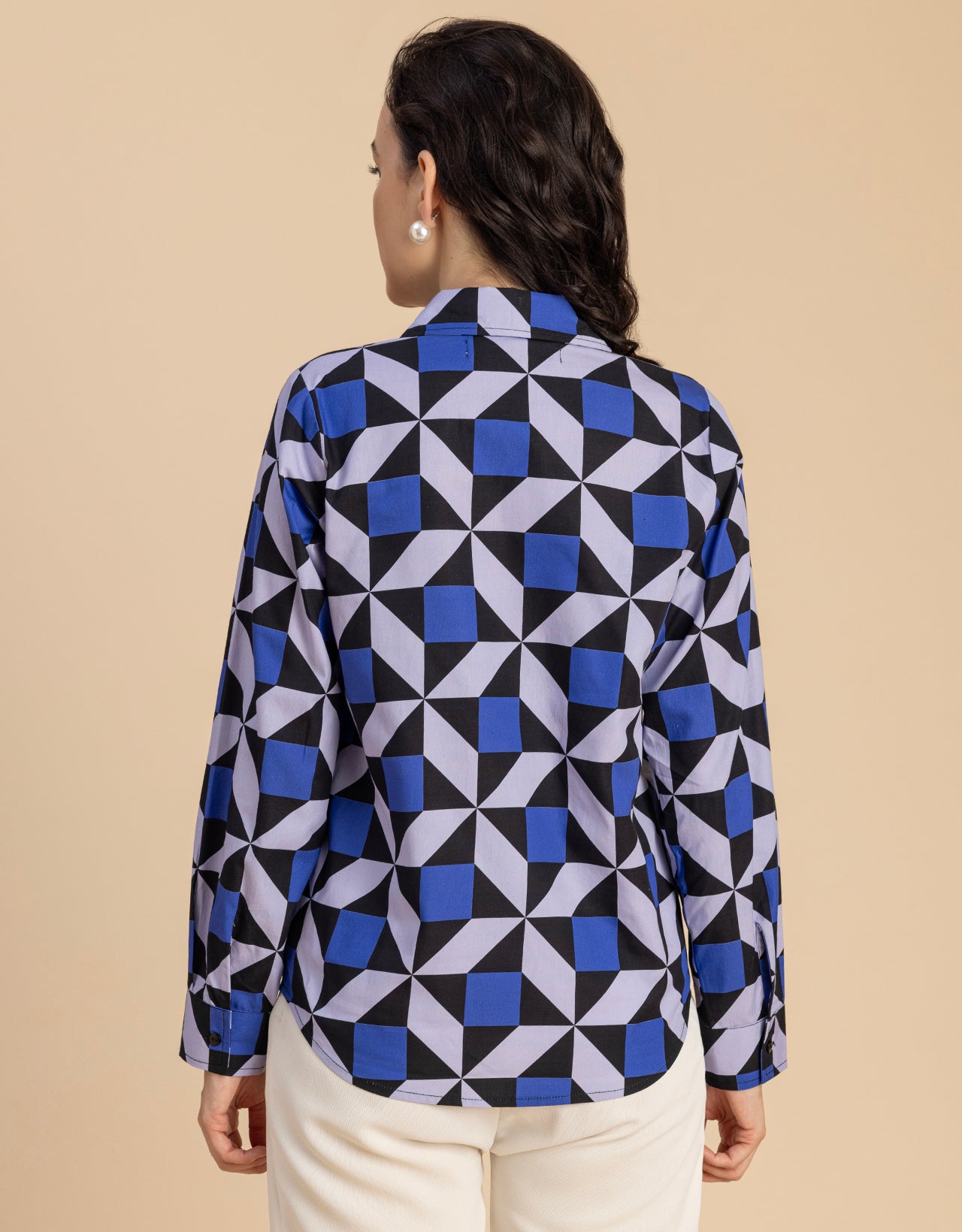 Long Sleeve Spread Collar Cotton Shirt