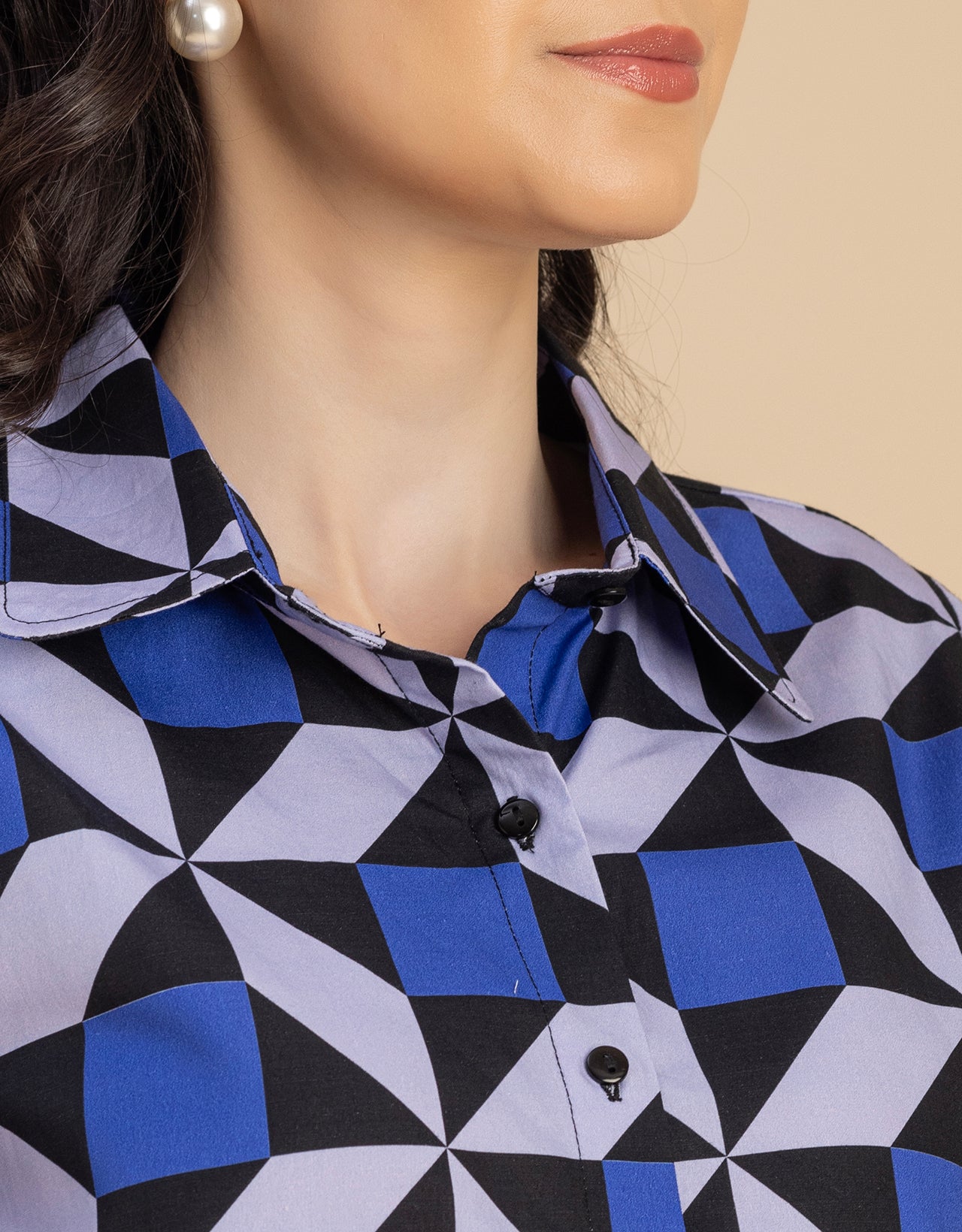 Long Sleeve Spread Collar Cotton Shirt