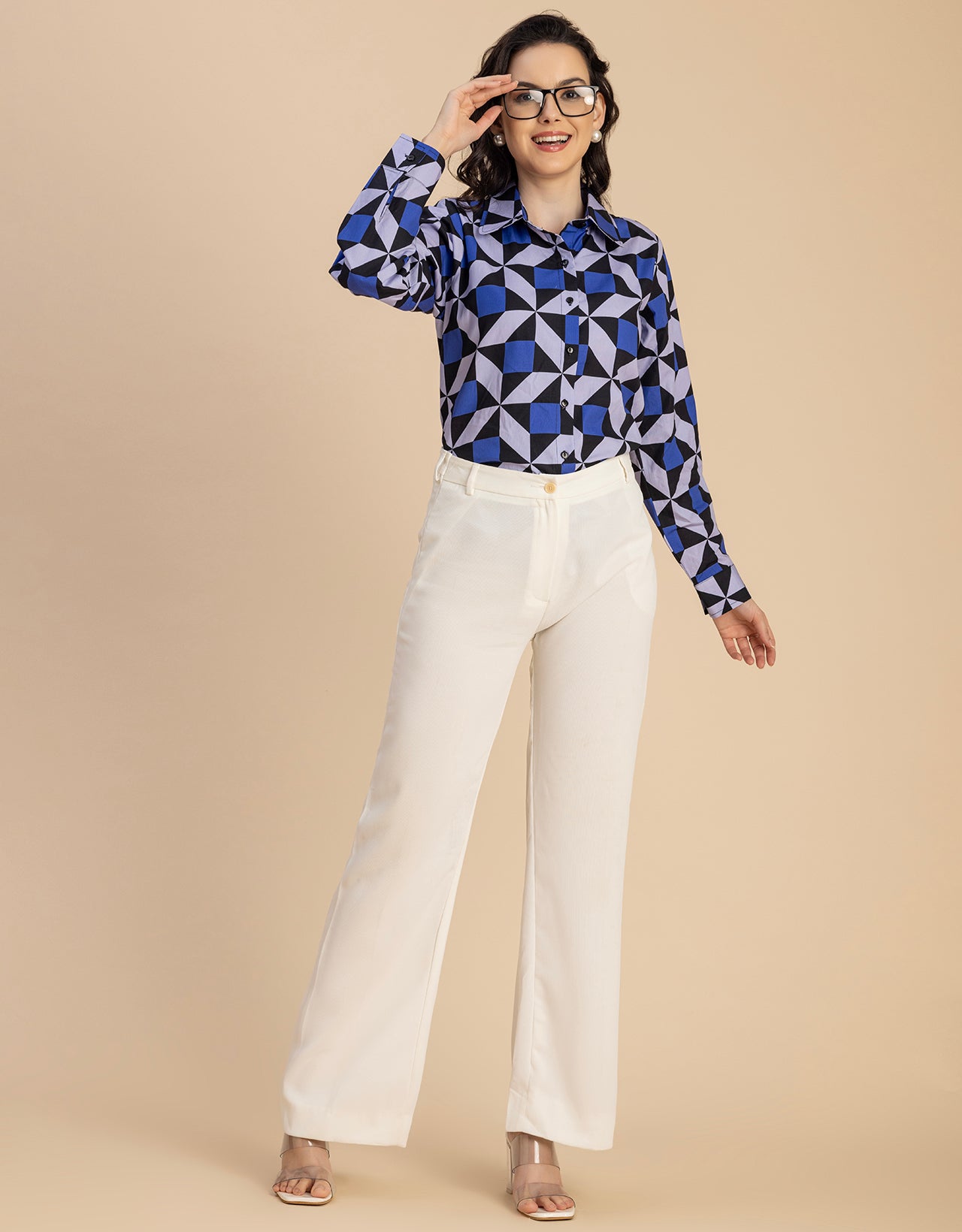 Long Sleeve Spread Collar Cotton Shirt