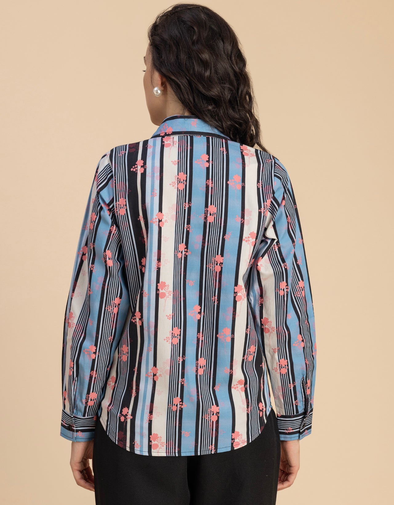 Long Sleeve Spread Collar Cotton Shirt