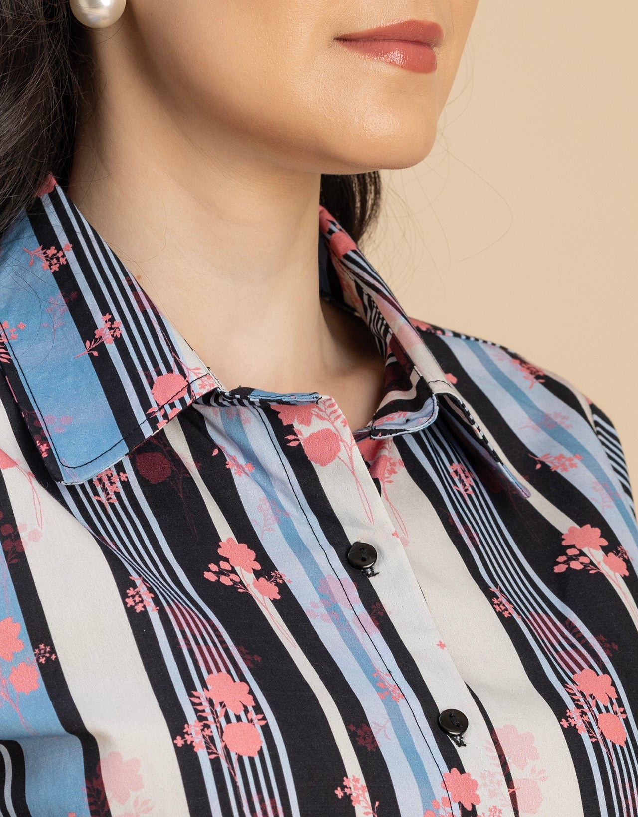Long Sleeve Spread Collar Cotton Shirt