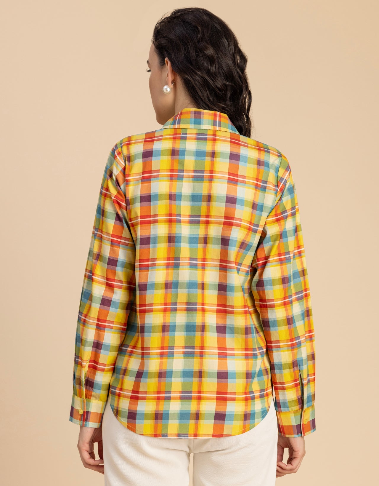 Long Sleeve Spread Collar Cotton Shirt