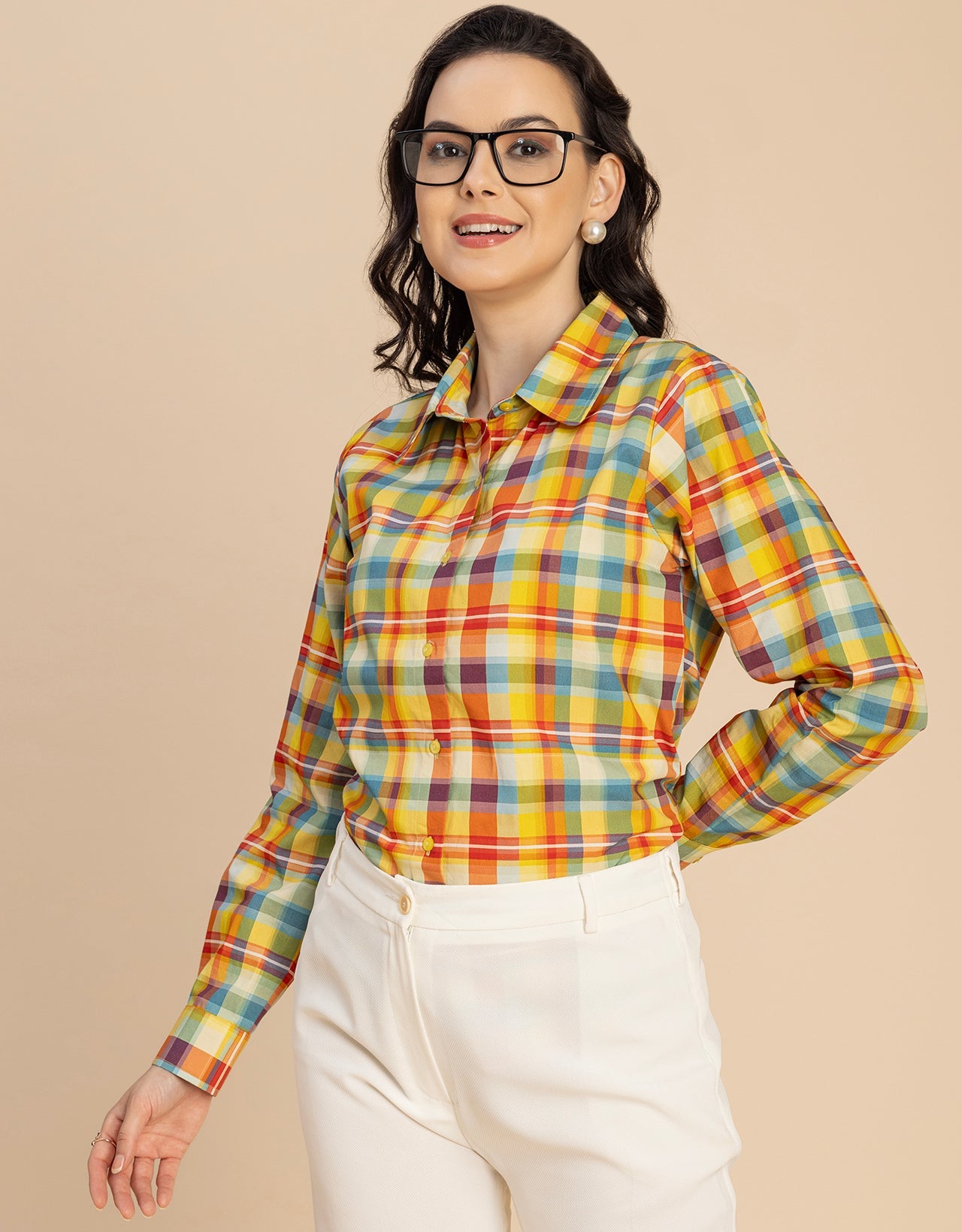Long Sleeve Spread Collar Cotton Shirt