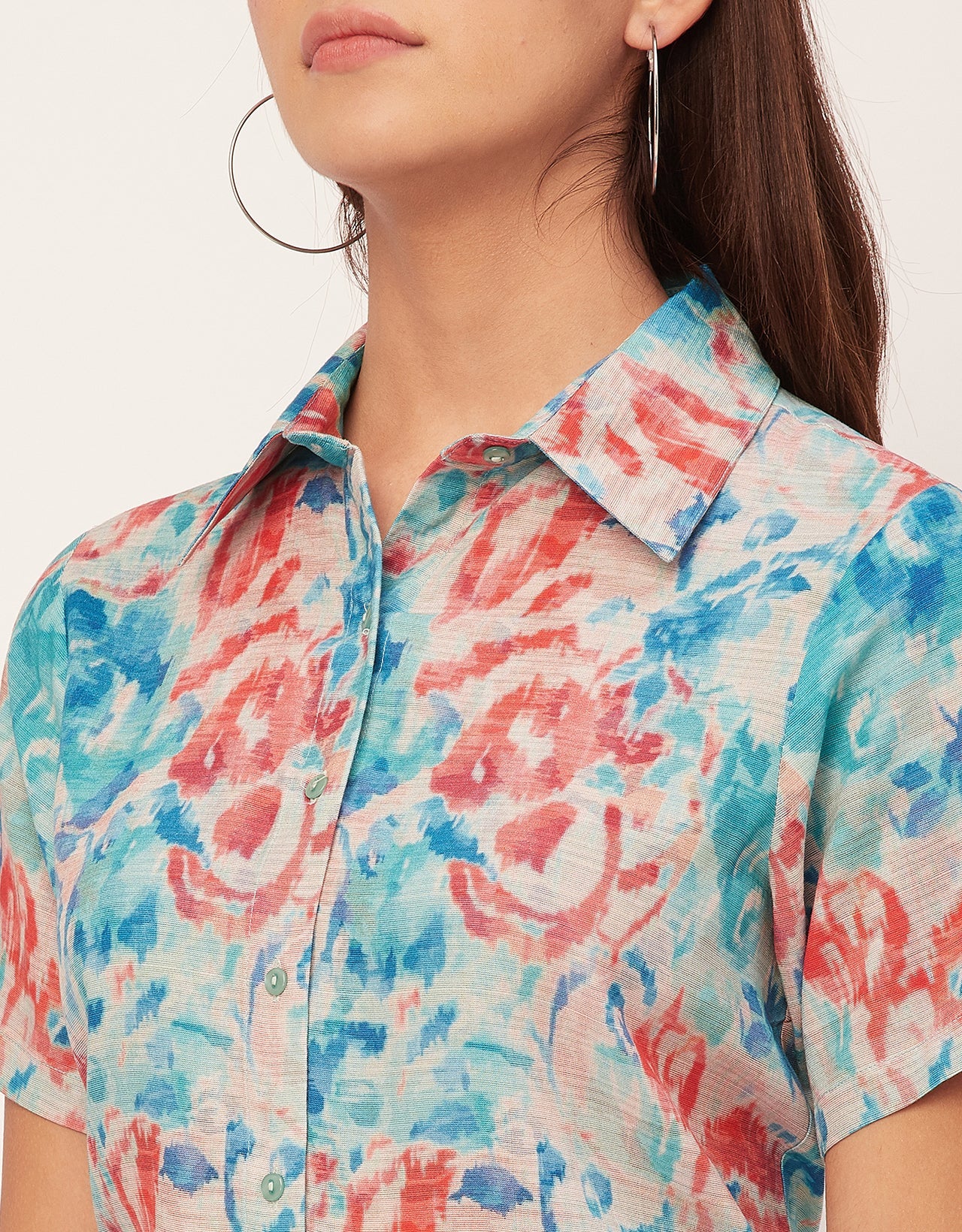 Short Sleeve Shirt Collar Printed Rayon Shirt