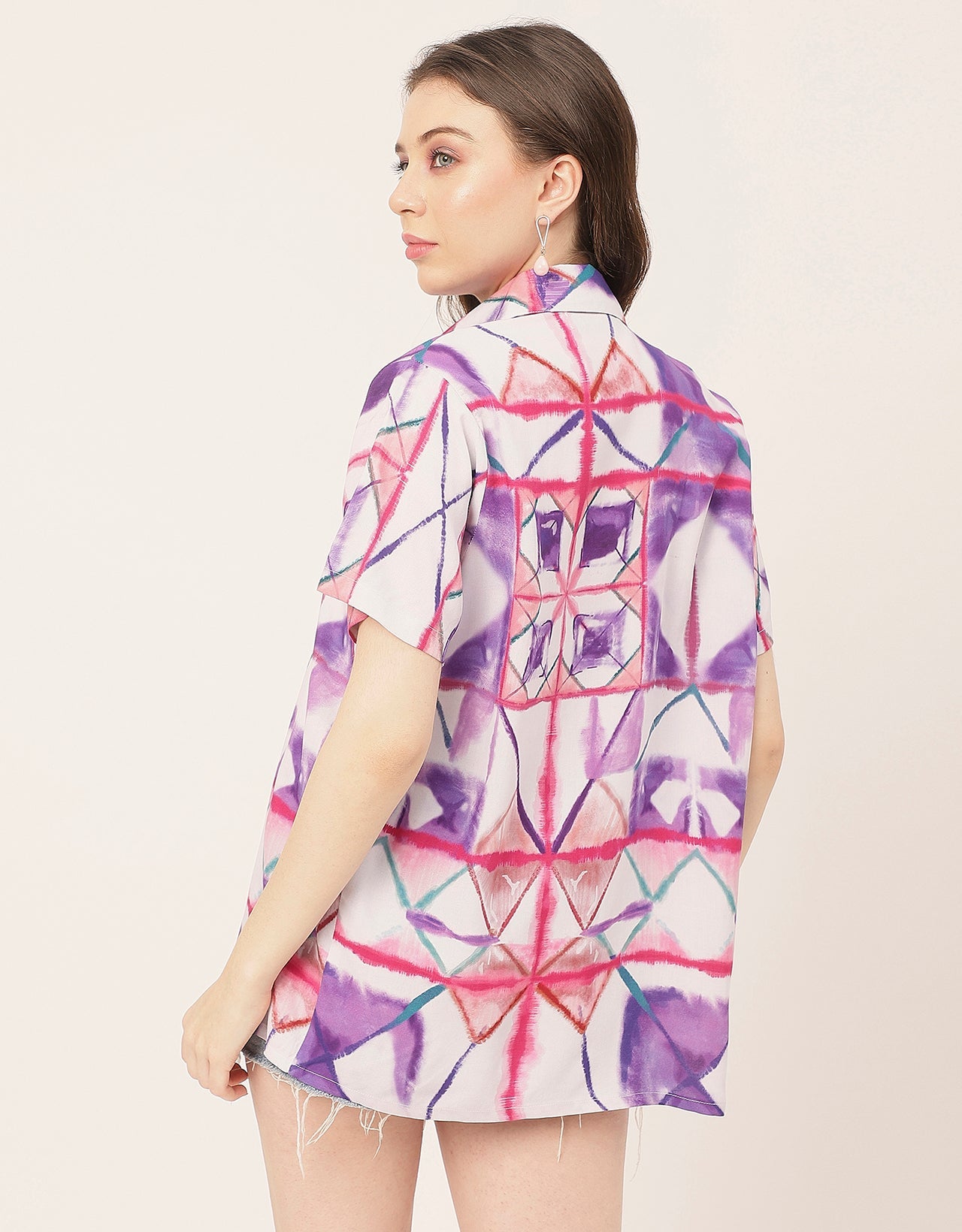 Short Sleeve Shirt Collar Printed Rayon Shirt