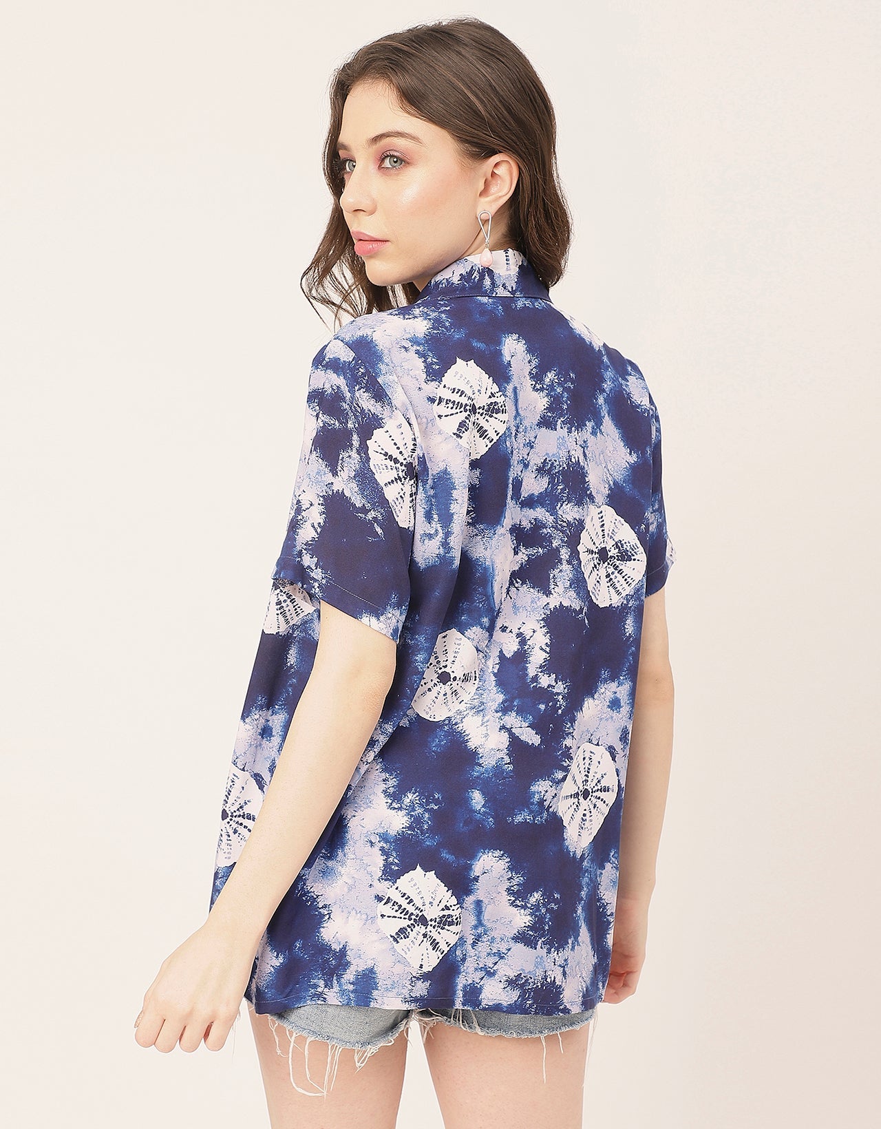 Short Sleeve Shirt Collar Printed Rayon Shirt