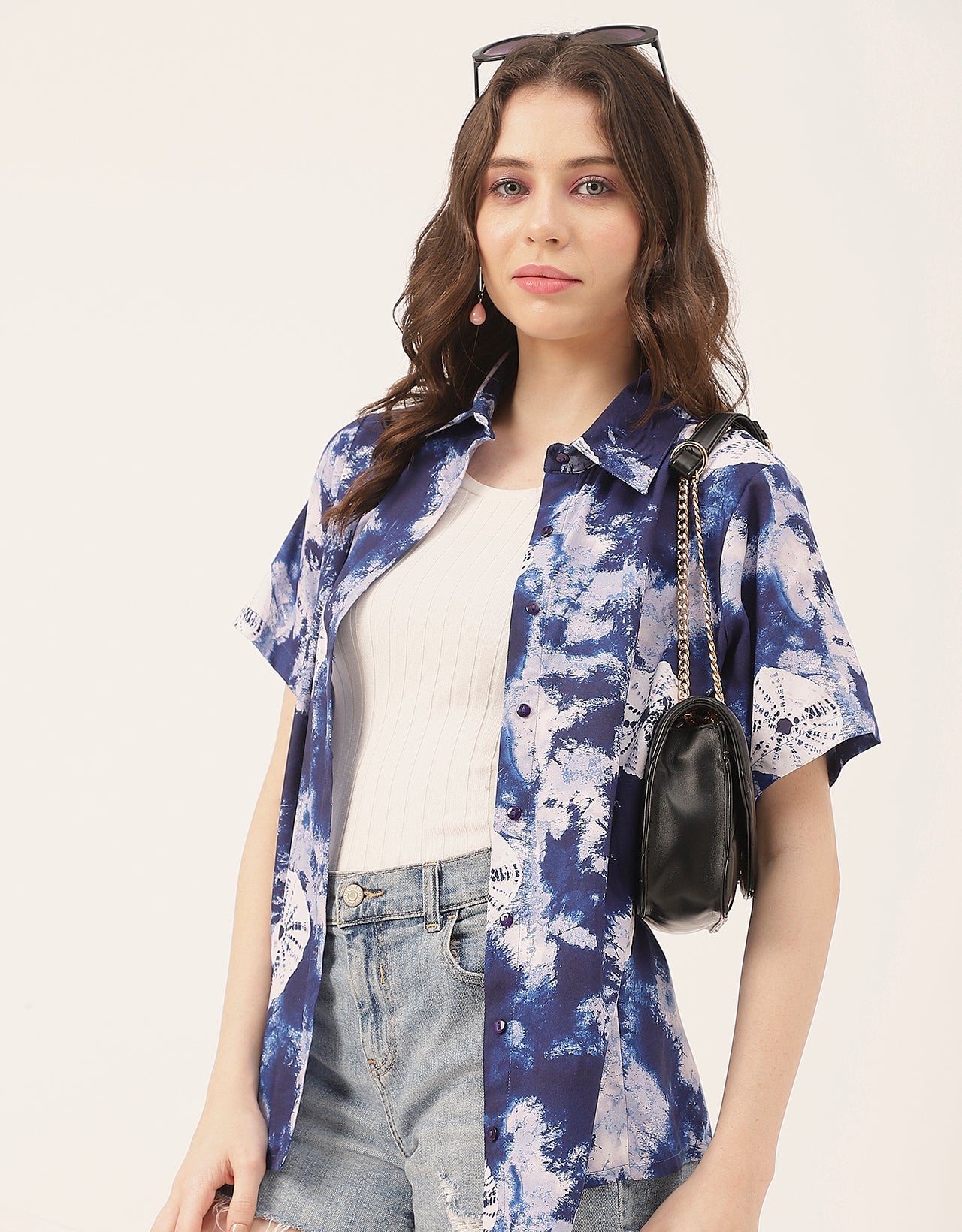 Short Sleeve Shirt Collar Printed Rayon Shirt
