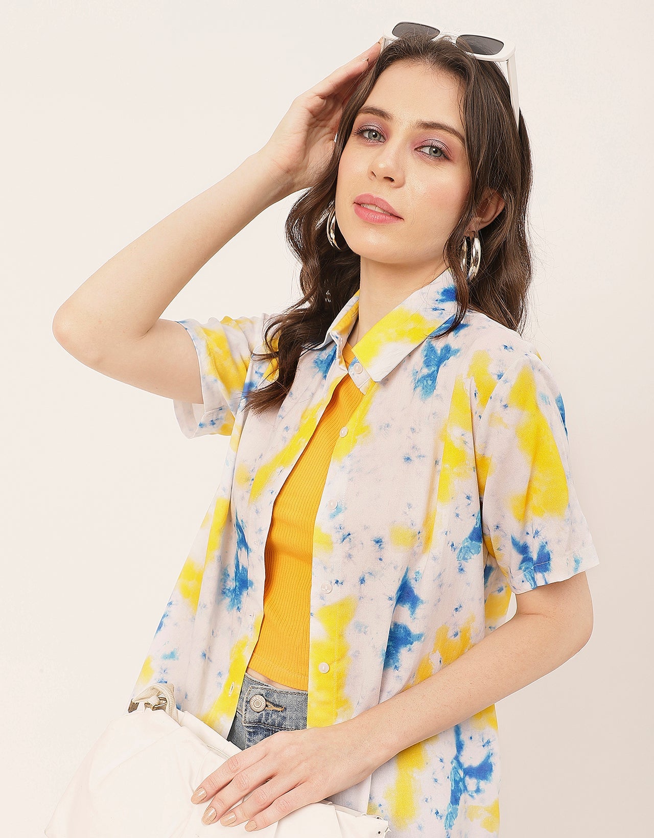 Short Sleeve Shirt Collar Printed Rayon Shirt