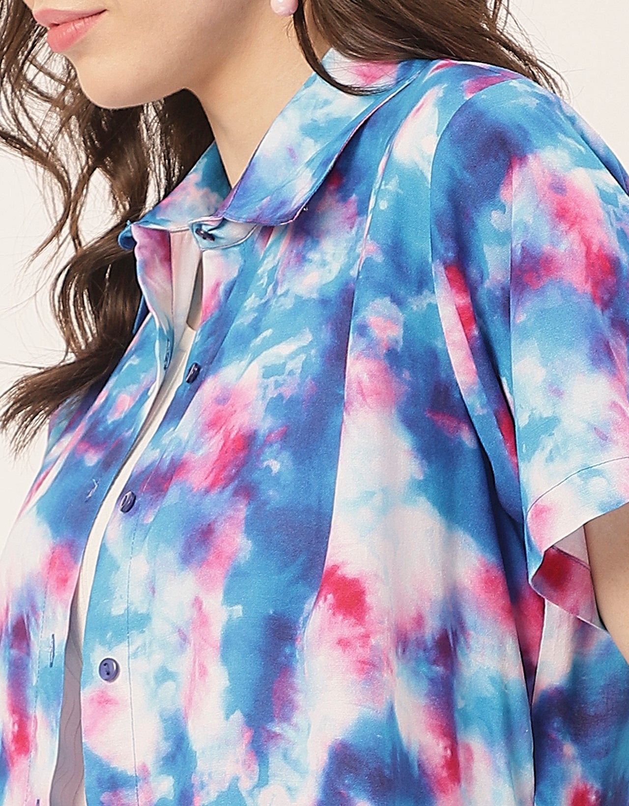 Short Sleeve Shirt Collar Printed Rayon Shirt