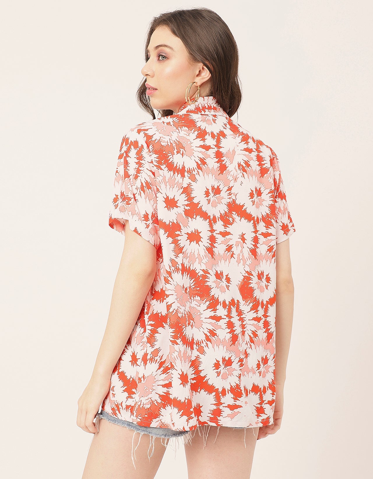 Short Sleeve Shirt Collar Printed Rayon Shirt