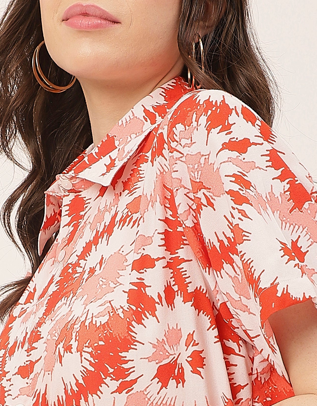 Short Sleeve Shirt Collar Printed Rayon Shirt
