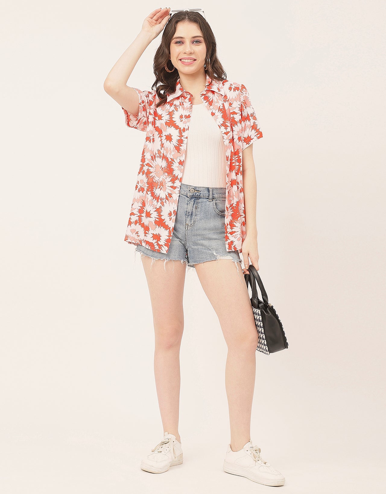Short Sleeve Shirt Collar Printed Rayon Shirt