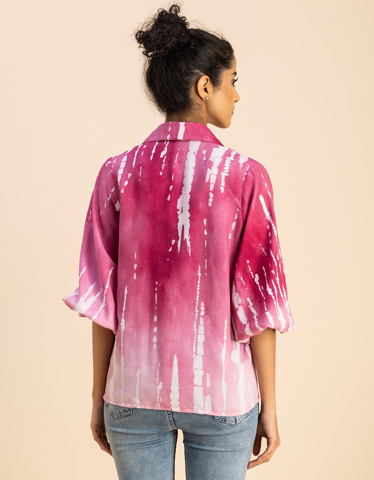 Bishop Sleeves Collar Printed Rayon Shirt