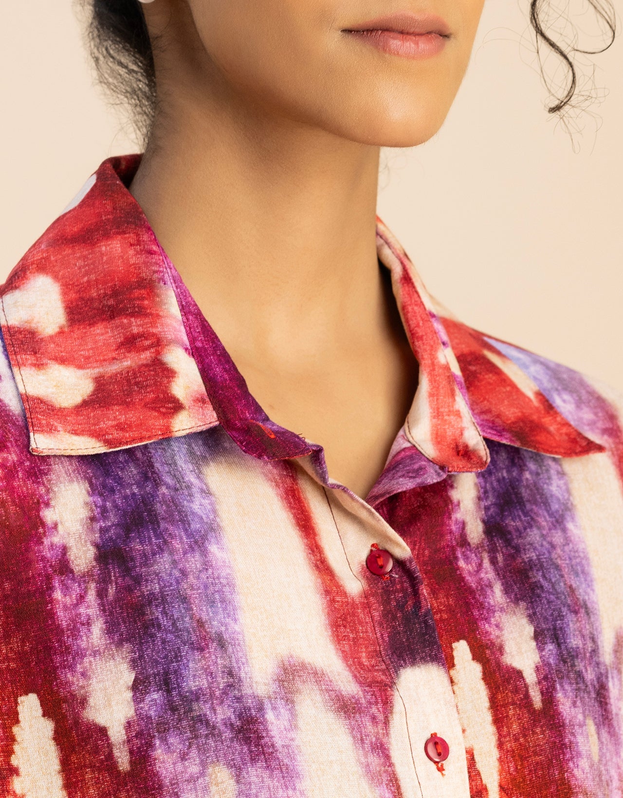 Bishop Sleeves Collar Printed Rayon Shirt