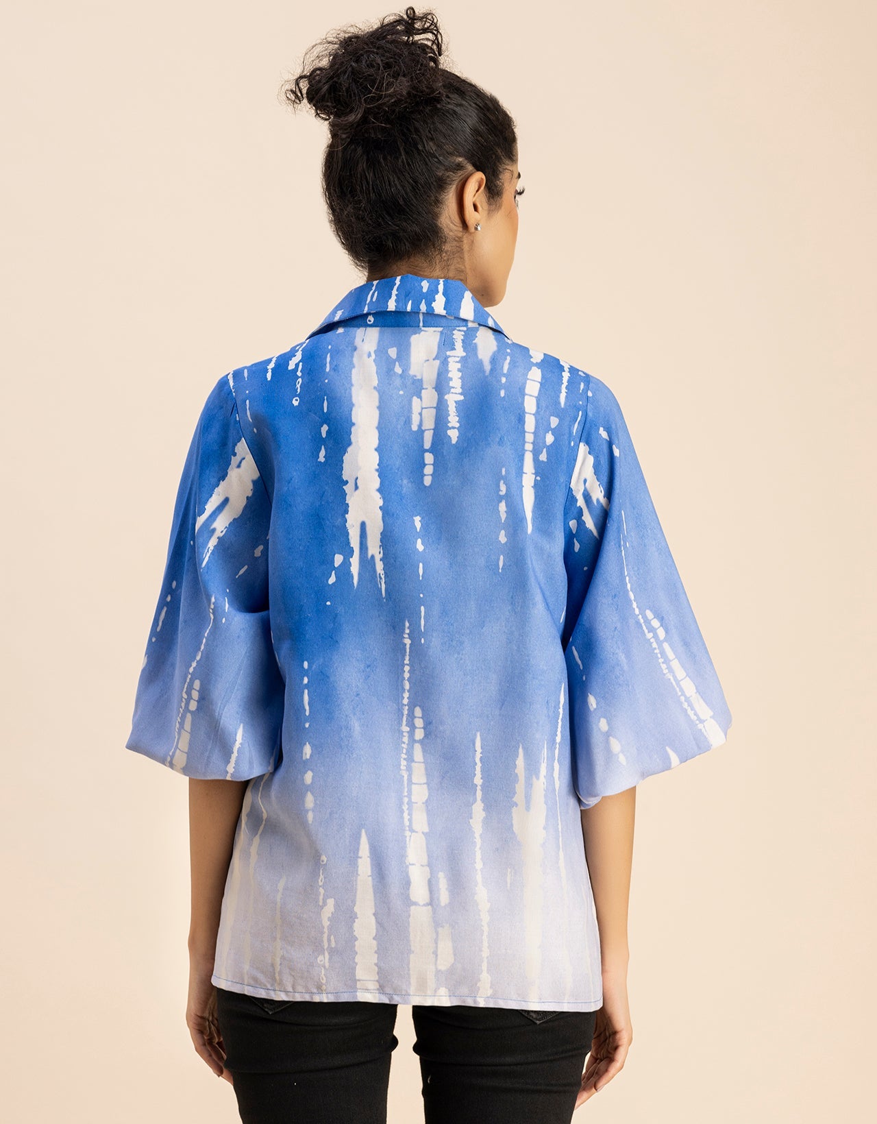 Bishop Sleeves Collar Printed Rayon Shirt