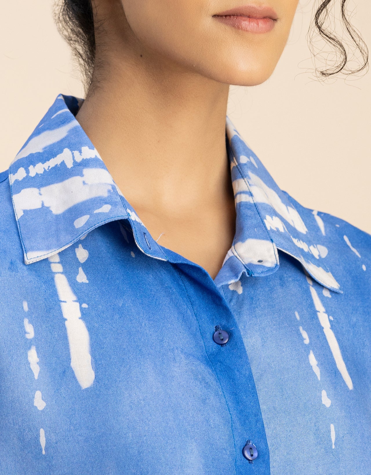 Bishop Sleeves Collar Printed Rayon Shirt