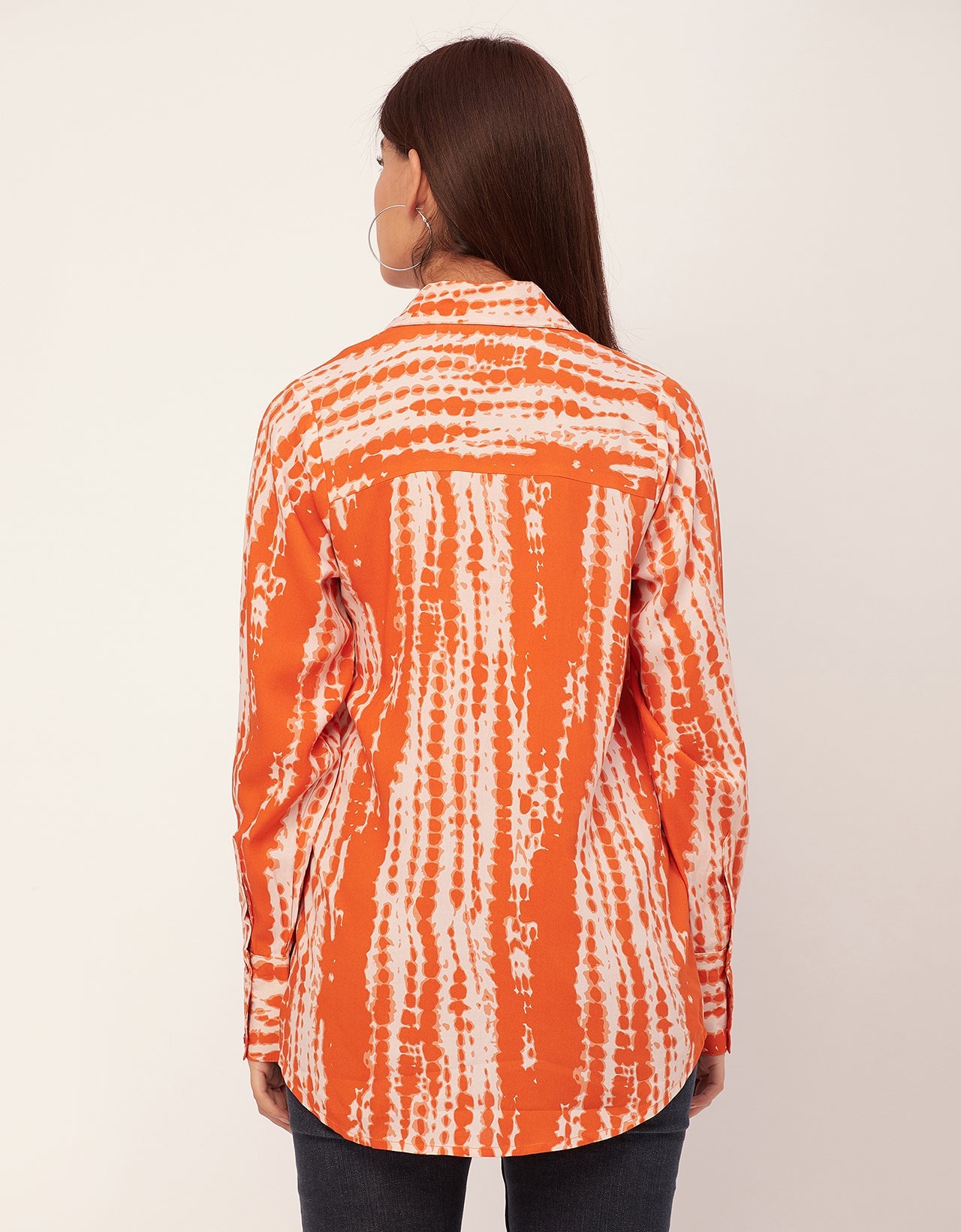 Long Sleeve Shirt Collar Printed Rayon Shirt