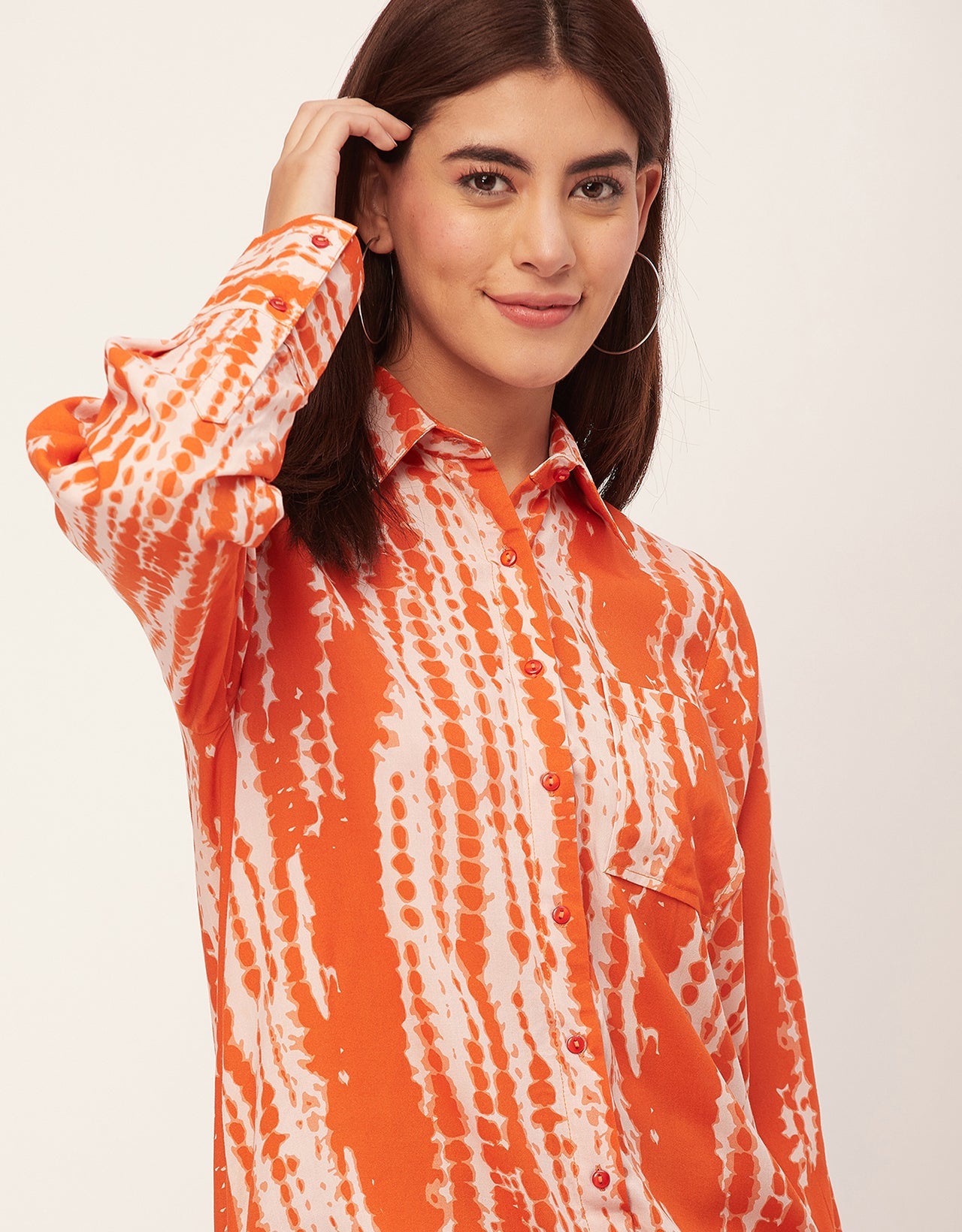 Long Sleeve Shirt Collar Printed Rayon Shirt