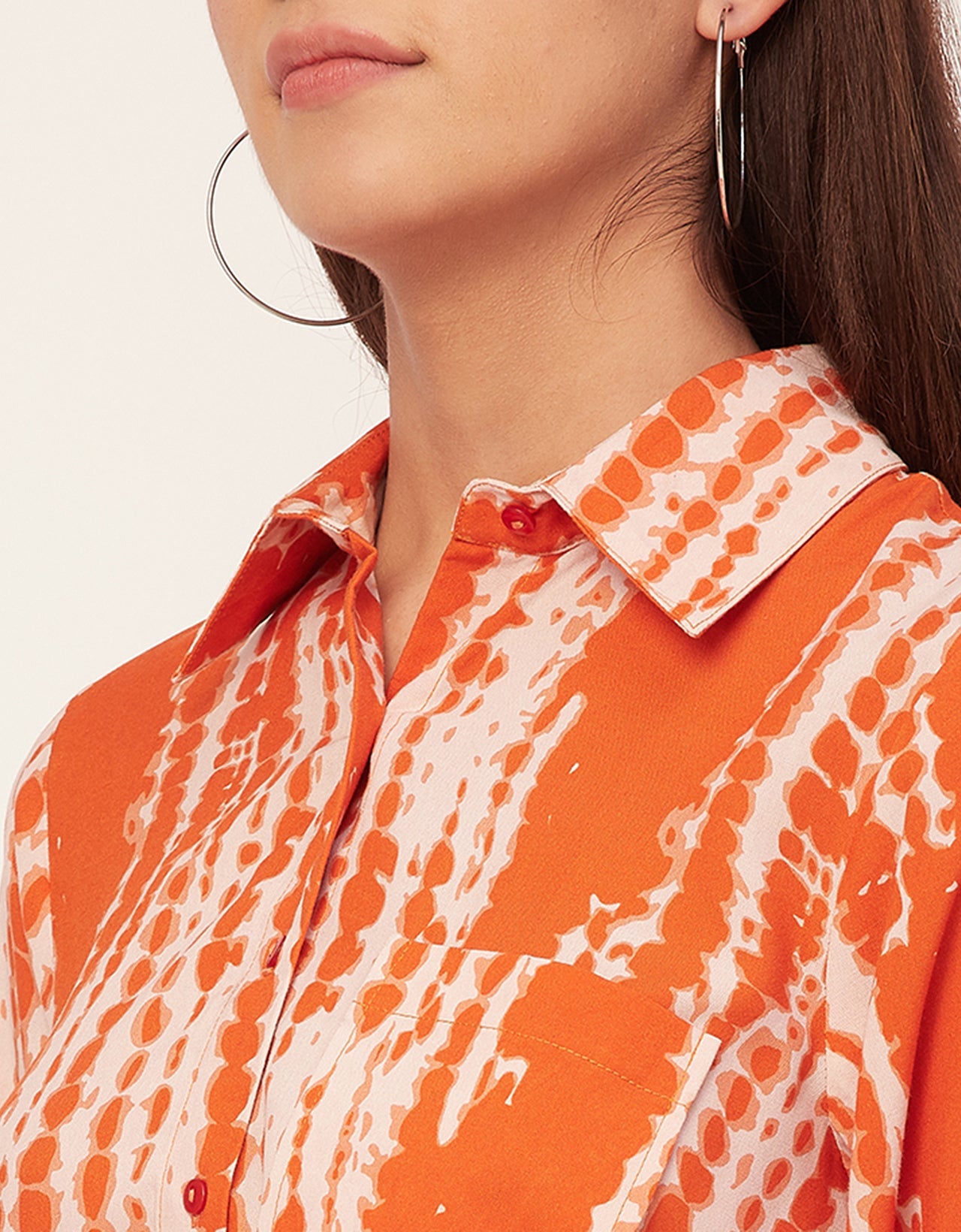 Long Sleeve Shirt Collar Printed Rayon Shirt