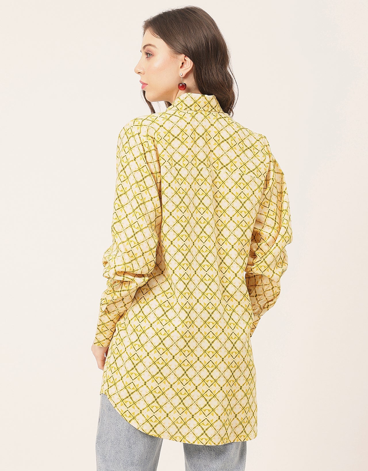 Long Sleeve Shirt Collar Printed Rayon Shirt