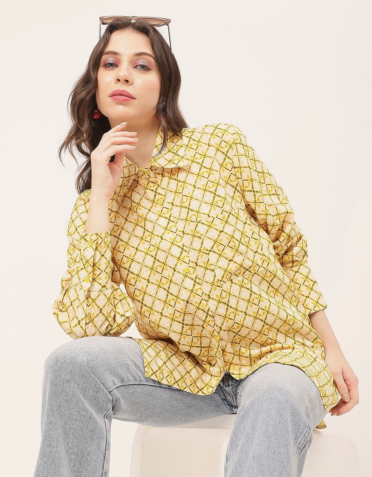 Long Sleeve Shirt Collar Printed Rayon Shirt