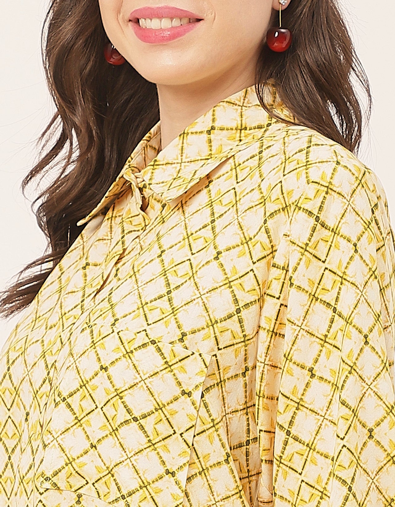 Long Sleeve Shirt Collar Printed Rayon Shirt