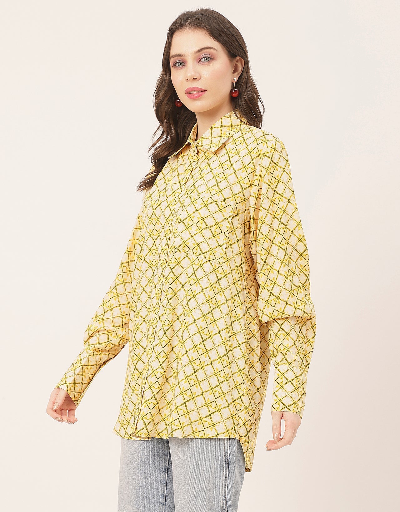 Long Sleeve Shirt Collar Printed Rayon Shirt