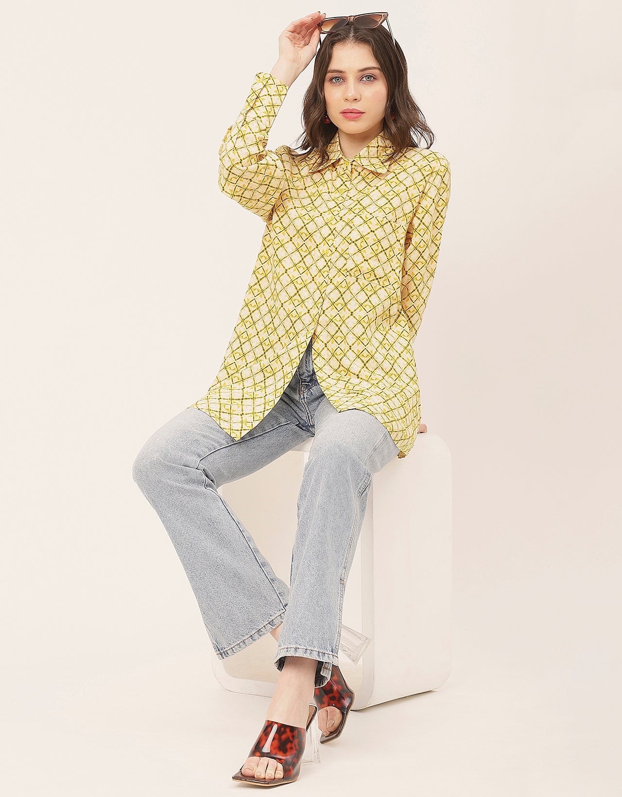 Long Sleeve Shirt Collar Printed Rayon Shirt