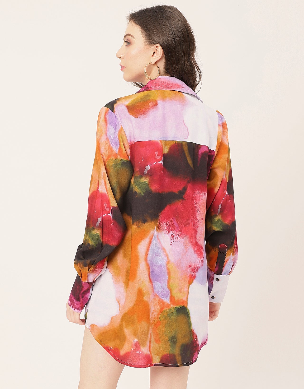 Long Sleeve Shirt Collar Printed Rayon Shirt