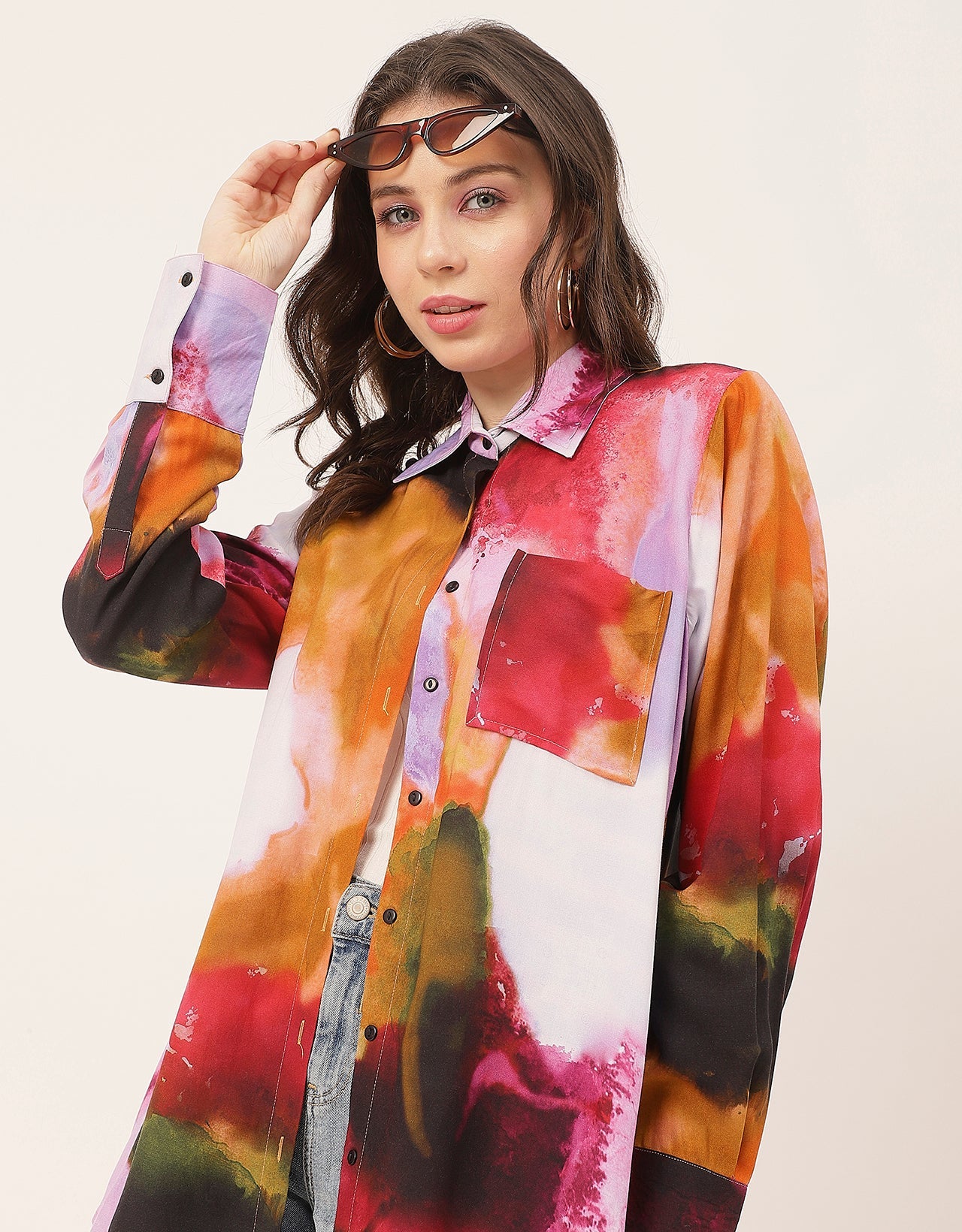 Long Sleeve Shirt Collar Printed Rayon Shirt