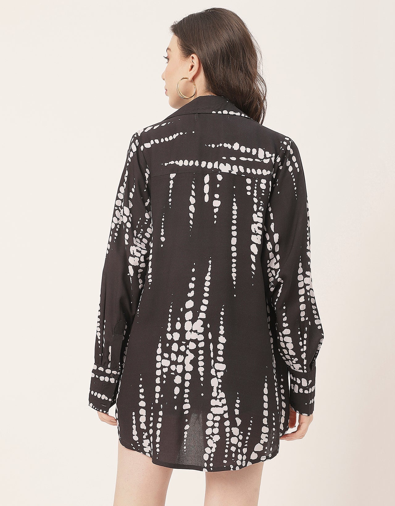 Long Sleeve Shirt Collar Printed Rayon Shirt