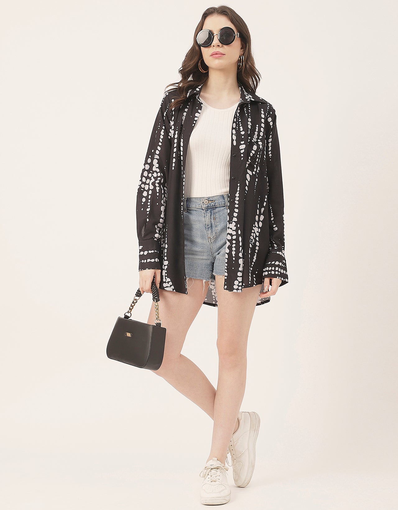 Long Sleeve Shirt Collar Printed Rayon Shirt