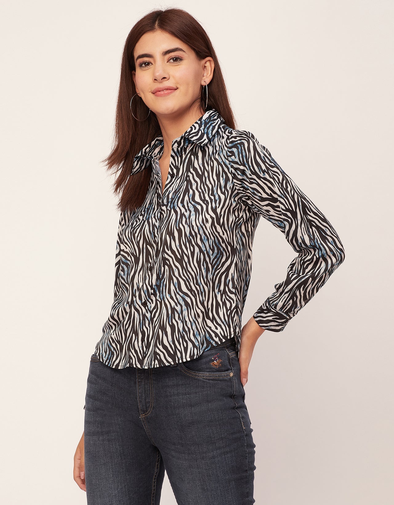Elegant Animal Skin Women Shirt
