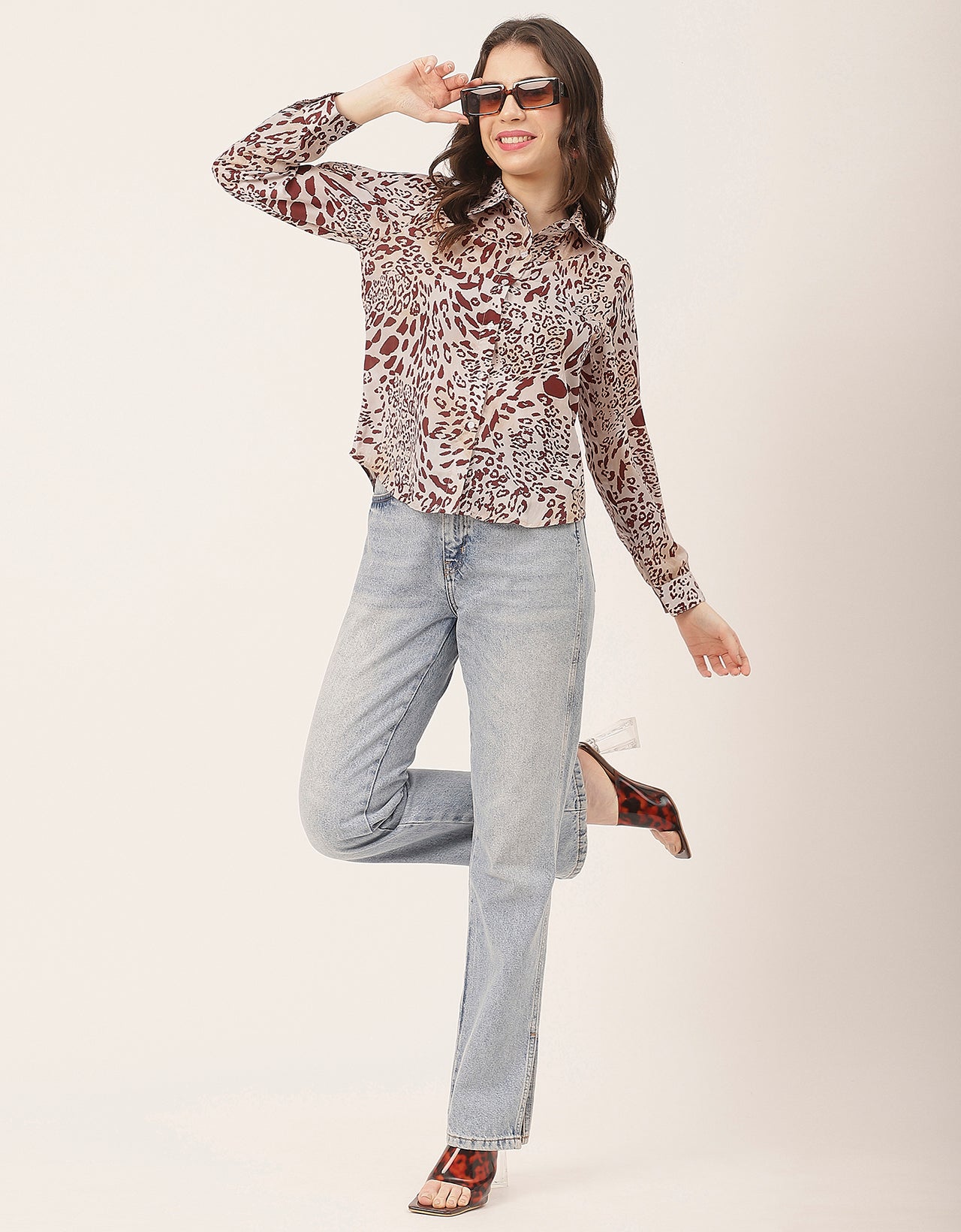 Elegant Animal Skin Women Shirt
