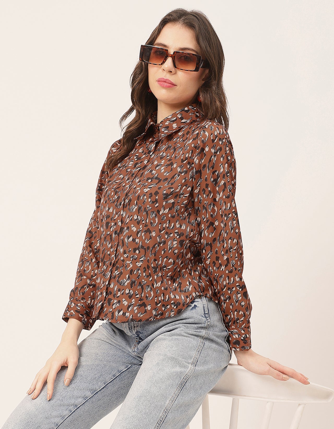 Elegant Animal Skin Women Shirt