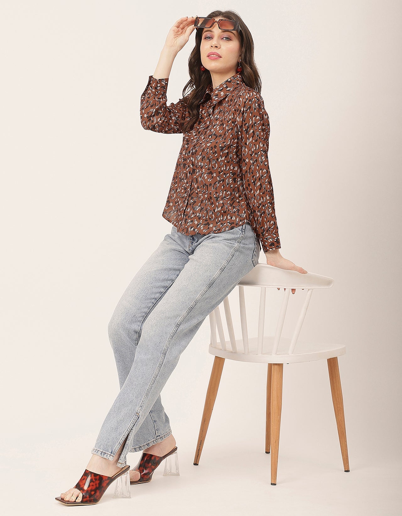 Elegant Animal Skin Women Shirt