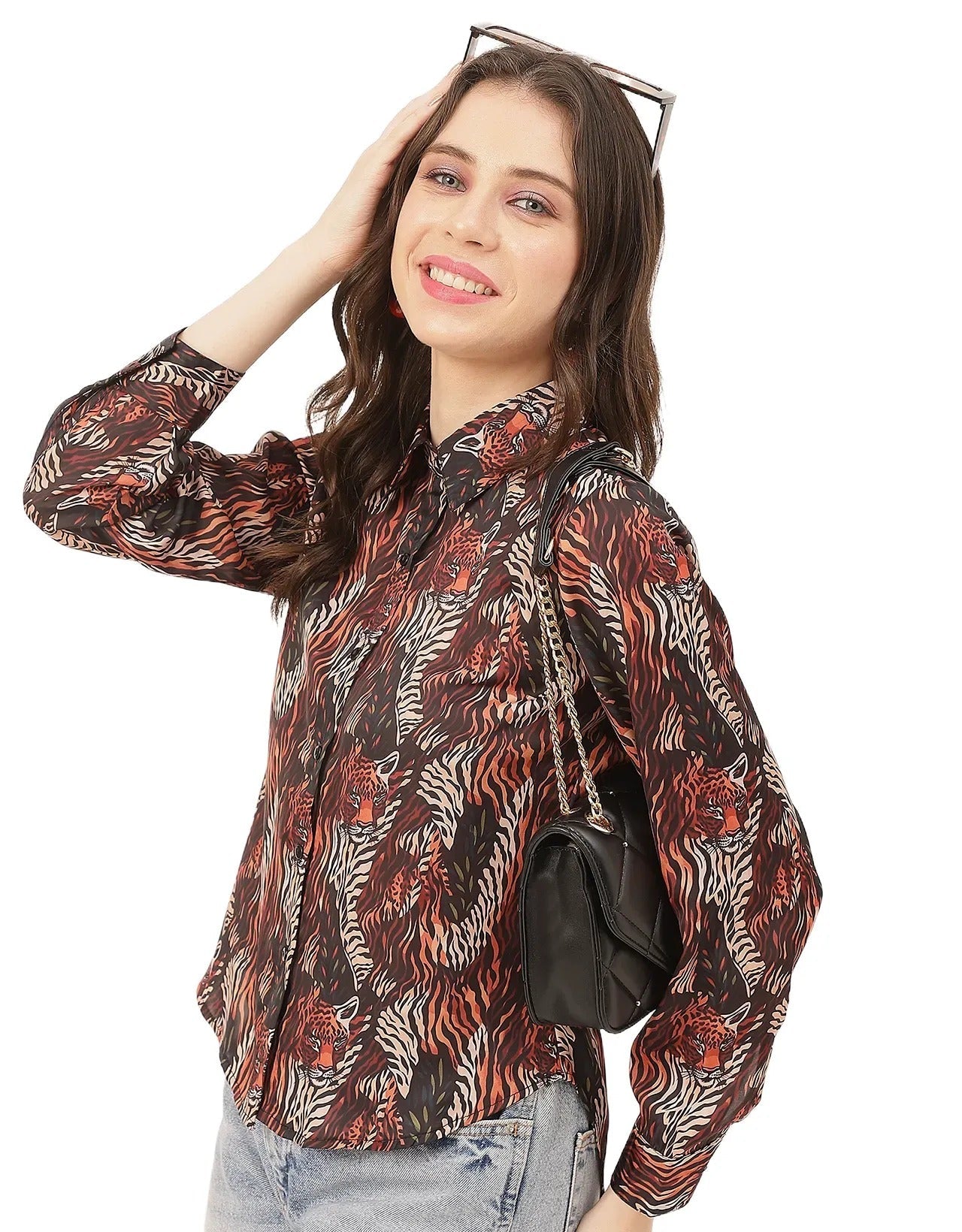 Elegant Animal Skin Women Shirt
