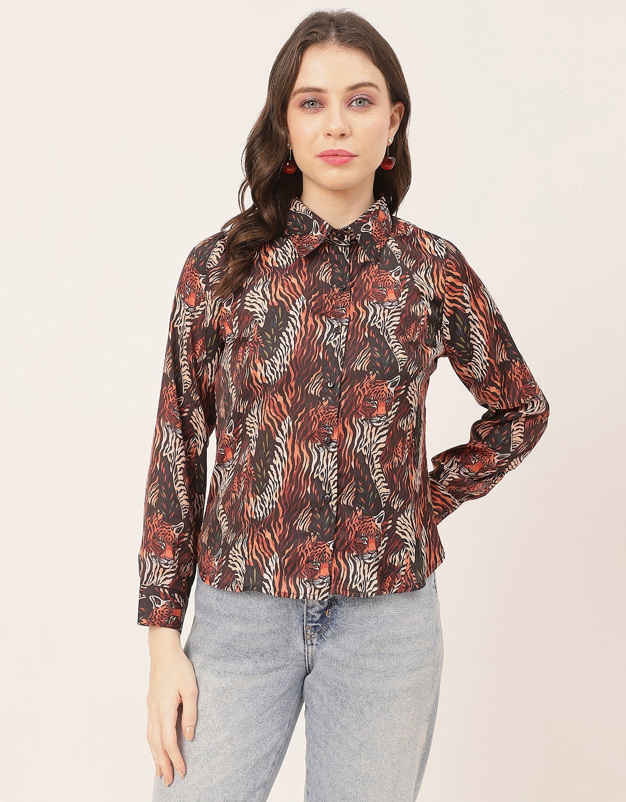 Elegant Animal Skin Women Shirt