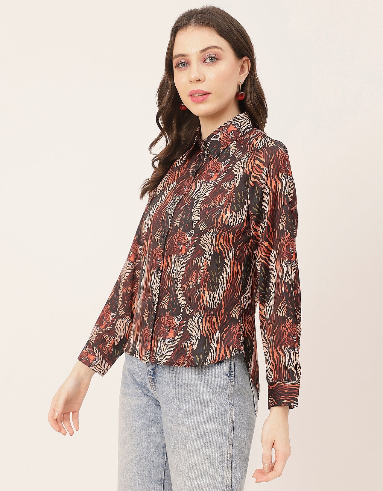 Elegant Animal Skin Women Shirt
