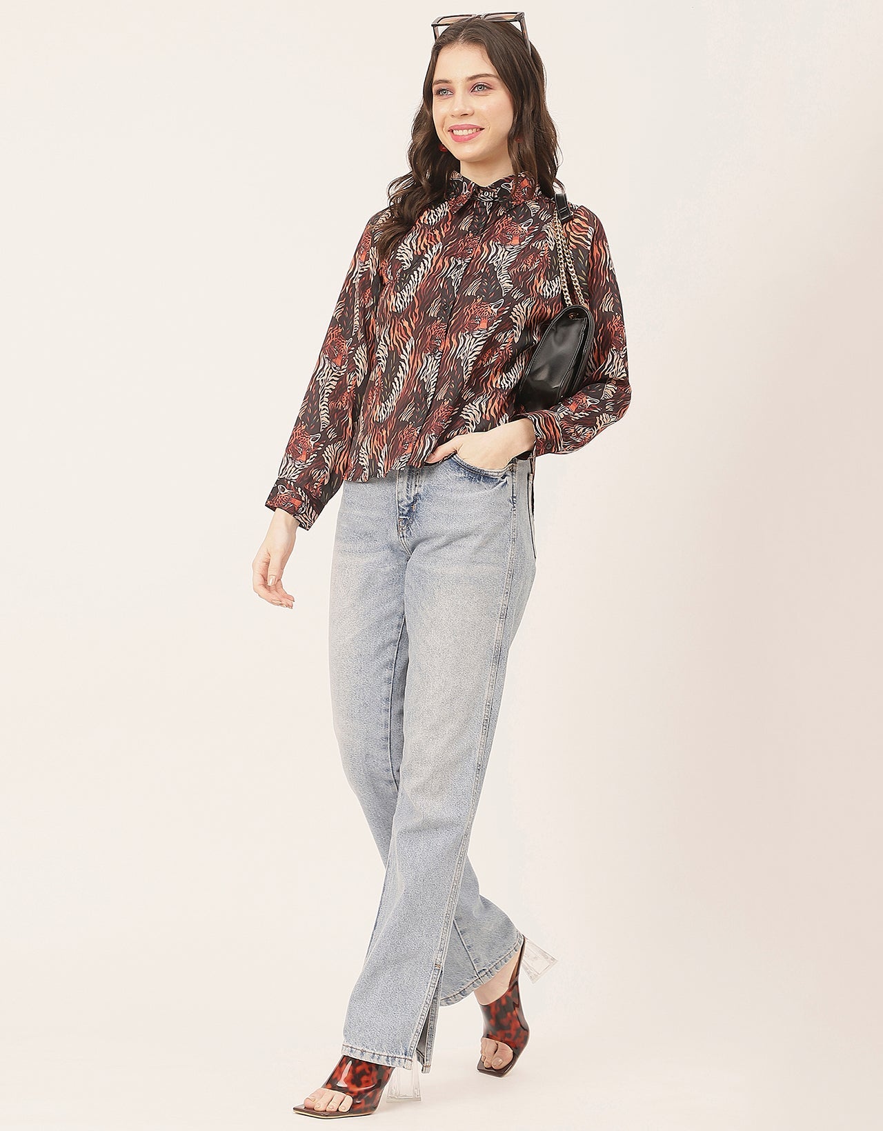Elegant Animal Skin Women Shirt