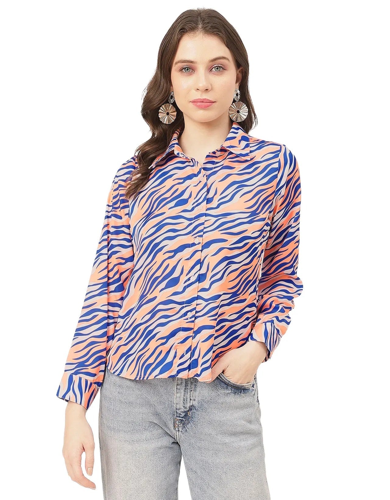 Elegant Animal Skin Women Shirt