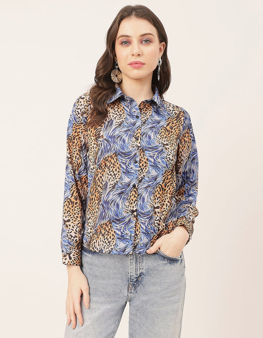 Elegant Animal Skin Women Shirt